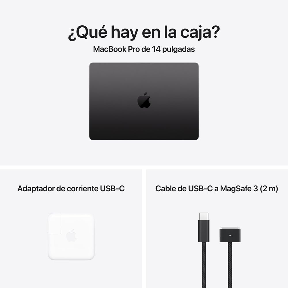 Laptop MacBook Pro con Chip M5 de Apple (2025), CPU de 10 núcleos y GPU de 10 núcleos:Pantalla Liquid Retina XDR de 14.2 Pulgadas,24 GB de Memoria unificada, Almacenamiento SSD de 1TB; Negro Espacial