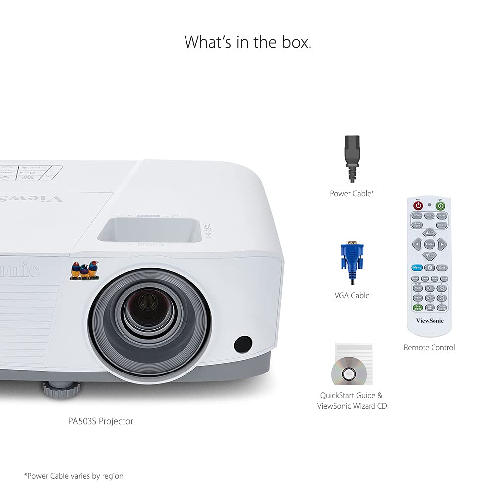 Viewsonic PA503HD Proyector de Alto Brillo de 4000 lúmenes con 1.1x Zoom óptico, entradas USB y HDMI para el hogar y la Oficina