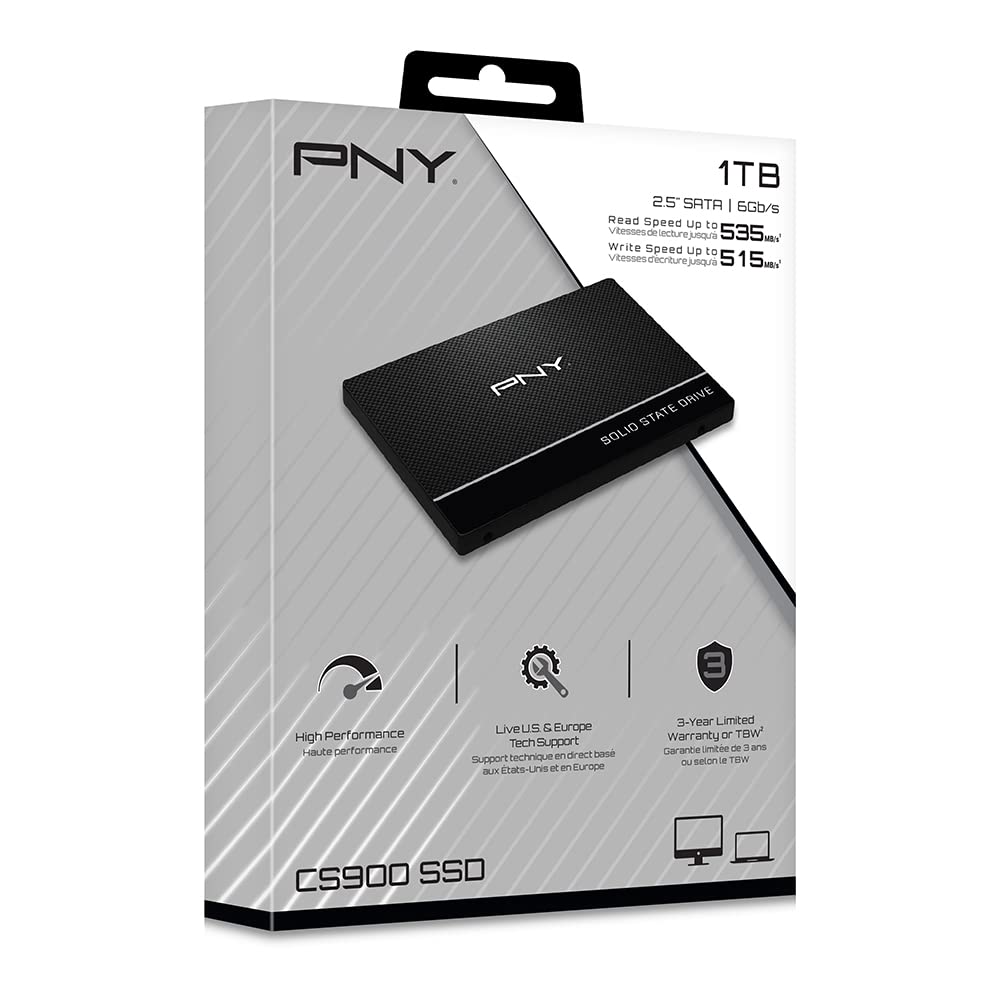 PNY CS900 - Disco duro interno SATA III (SSD) (2,5", SSD7CS900-120-RB), 1 TB