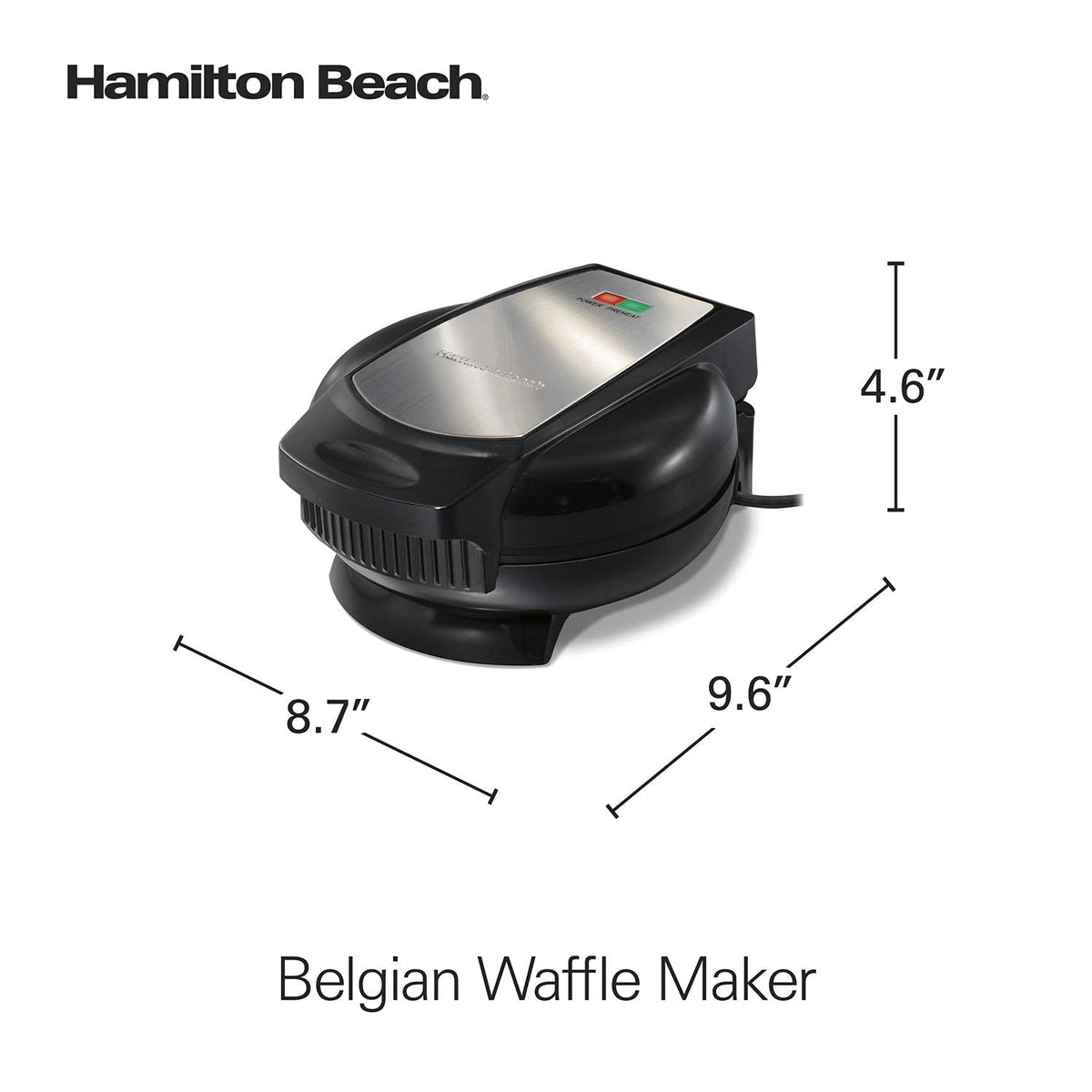 Hamilton Beach 26071 Wafflera Eléctrica Modelo Belga, Chica, Negro