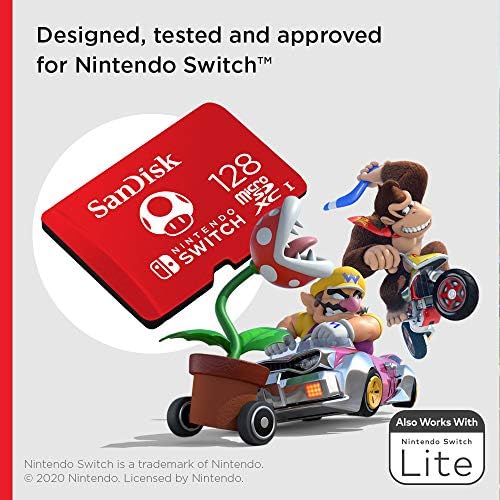 SanDisk Sandisk SDSQXAO-128G-GNCZN Memoria Microsdhc/Sdxc Nintendo Switch 128Gb U3 C10 Máx. 100/90Mb/S Lec/Esc, Rojo/Blanco