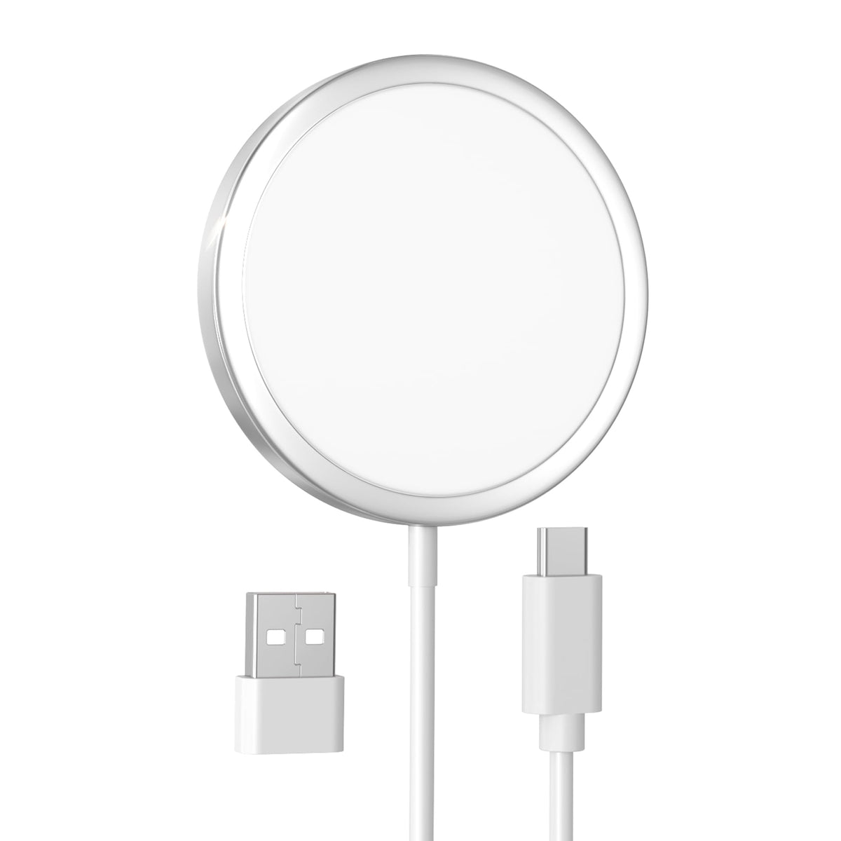 YOXINTA Cargador mag-Safe Cargador Inalámbrico iPhone Magnético mag-Safe Charger, 15W Wireless Charger Compatible con iPhone 16/15/14/13/12 Series and AirPods 3/2/Pro (Blanco)