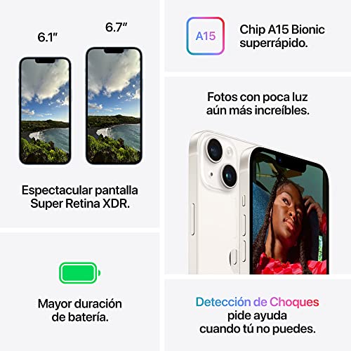 Apple iPhone 14, 128GB, Medianoche (Reacondicionado)