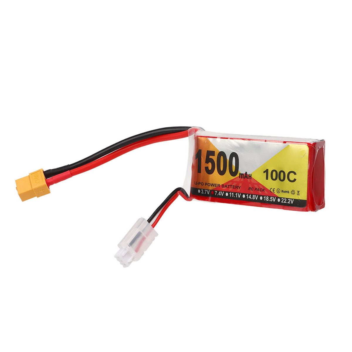 Batería Lipo, 7.4V 1500mAh 100C 2S RC Estuche Rígido de Batería con Enchufe XT60 para RC Vehículos Coche Barco Camión