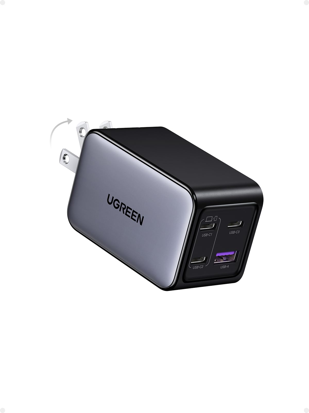 UGREEN Nexode X5 65W Cargador 4 Puertos USB C y USB A, GAN Carga Rápido Compatible con iPhone 16/15/14, Galaxy S25/S24, MacBook Pro/Air, iPad Pro/Air, Pixel 8, Steam Deck