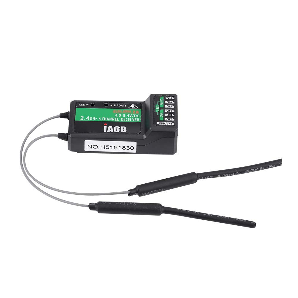 Qiilu RC Reiver 6Ch Reiver Plástico Negro Flysky FS‑Ia6B Ia6B 2.4G 6Ch RC Reiver Ppm para Transmisor FS‑I6X FS‑I6S I8 RC