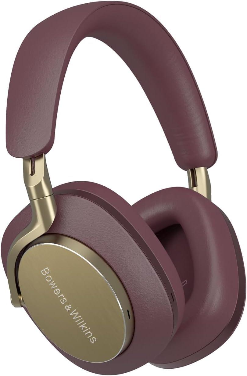 Bowers & Wilkins Px8 Audífonos inalámbricos circumaurales, cancelación Activa Avanzada de Ruido, Materiales de Lujo, duración de batería de 30 Horas, Carga rápida de 15 Minutos, Color Vino Tinto
