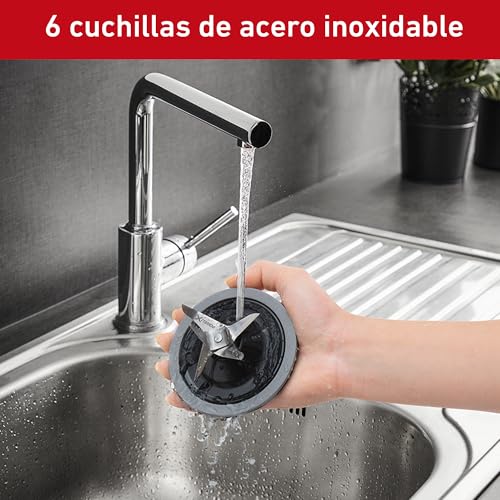 T-fal Licuadora Infinyforce XL 10 velocidades con vaso de vidrio de 2.2 litros, 550 W, con tecnología powelix y acople Carbon Drive, incluye 10 funciones, Negra, LN8208MX