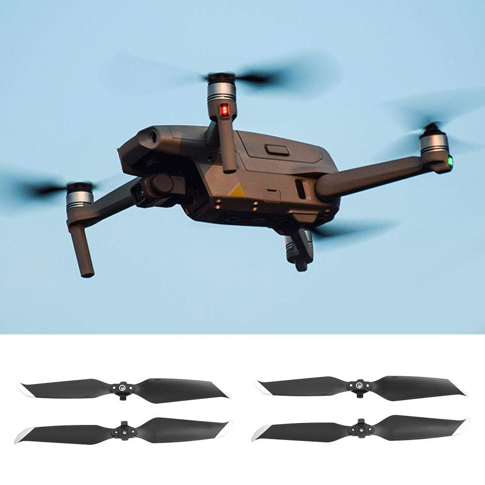 4 Piezas hélices de plástico hélices de bajo Ruido de liberación rápida Accesorio Accesorio para Air 2 Drone(Borde Plateado Negro)
