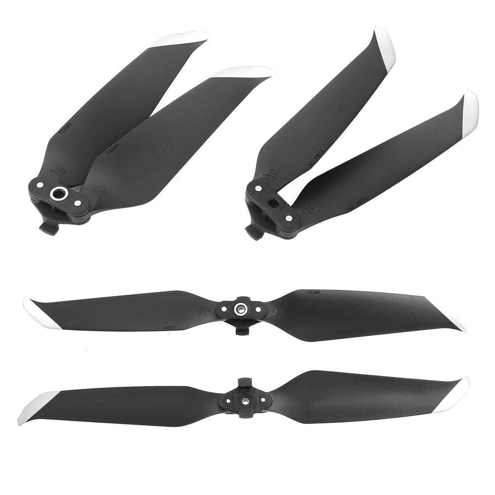 4 Piezas hélices de plástico hélices de bajo Ruido de liberación rápida Accesorio Accesorio para Air 2 Drone(Borde Plateado Negro)