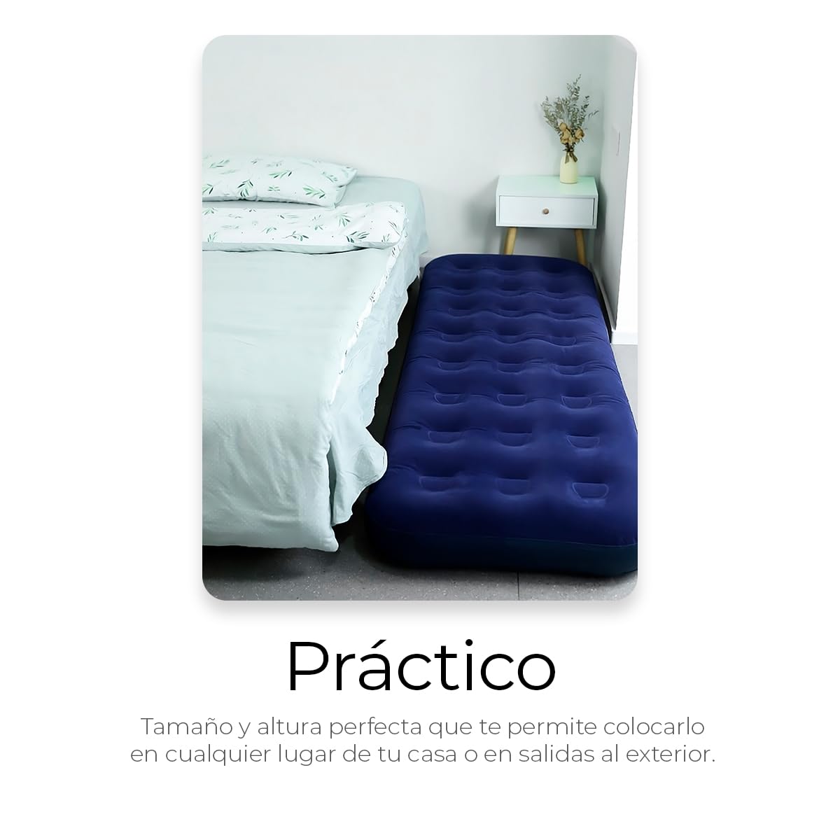 Raganet, Colchón Inflable Individual, Cama de Aire Cómoda, Resistente y Plegable, Colchón de Campismo con Cubierta Afelpada Suave, Medidas: 195cm X 75cm X 22cm