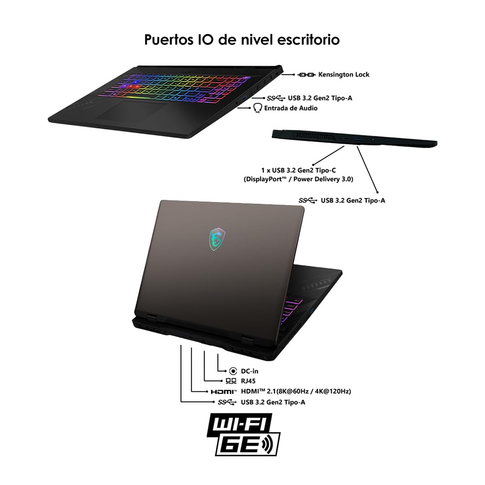 MSI Laptop Gaming Crosshair 17" NVIDIA GeForce RTX5060 Ryzen 9 16GB RAM 1TB SSD/Teclado en español/2 años de garantía/Incluye Mochila