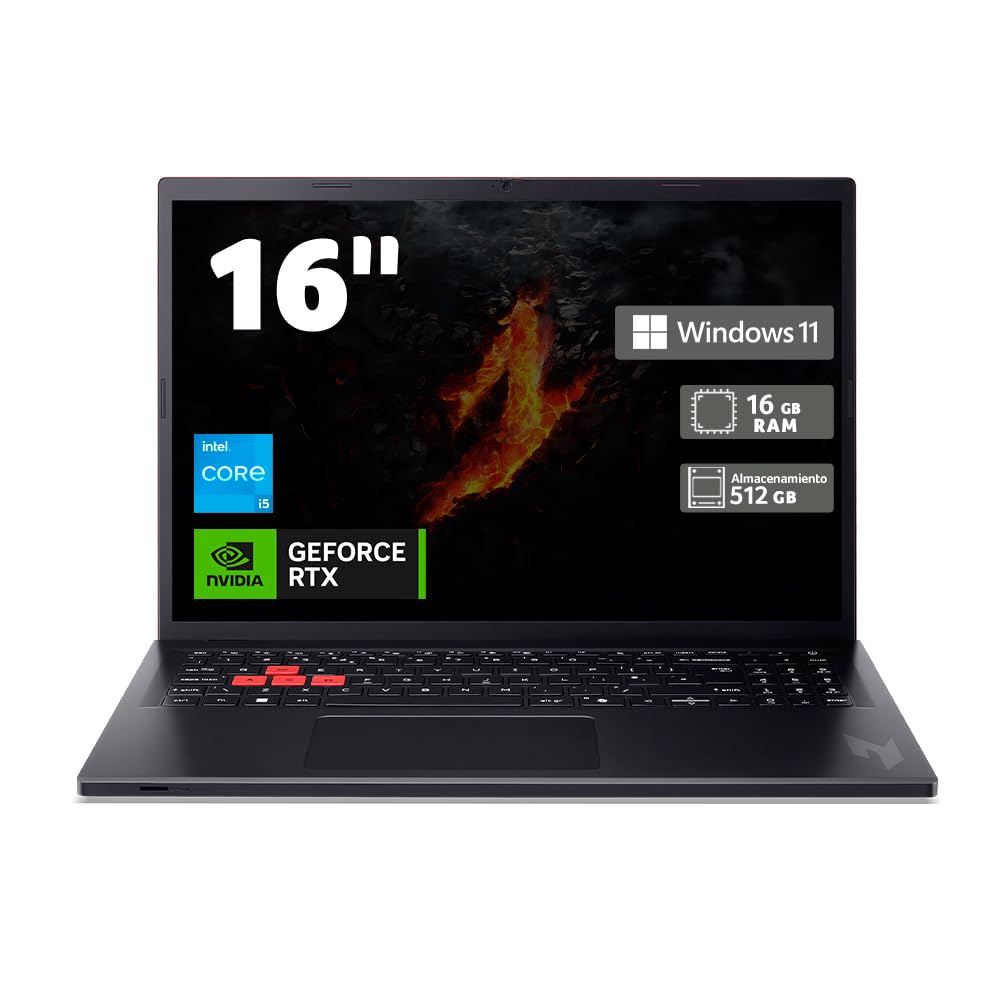 Acer Laptop Gamer Nitro Lite 16" WUXGA 165Hz Core i5-13420H 16GB RAM 512GB SSD | GeForce RTX 4050 | Seguro contra Robo y catástrofes Naturales, Gratis por un año.