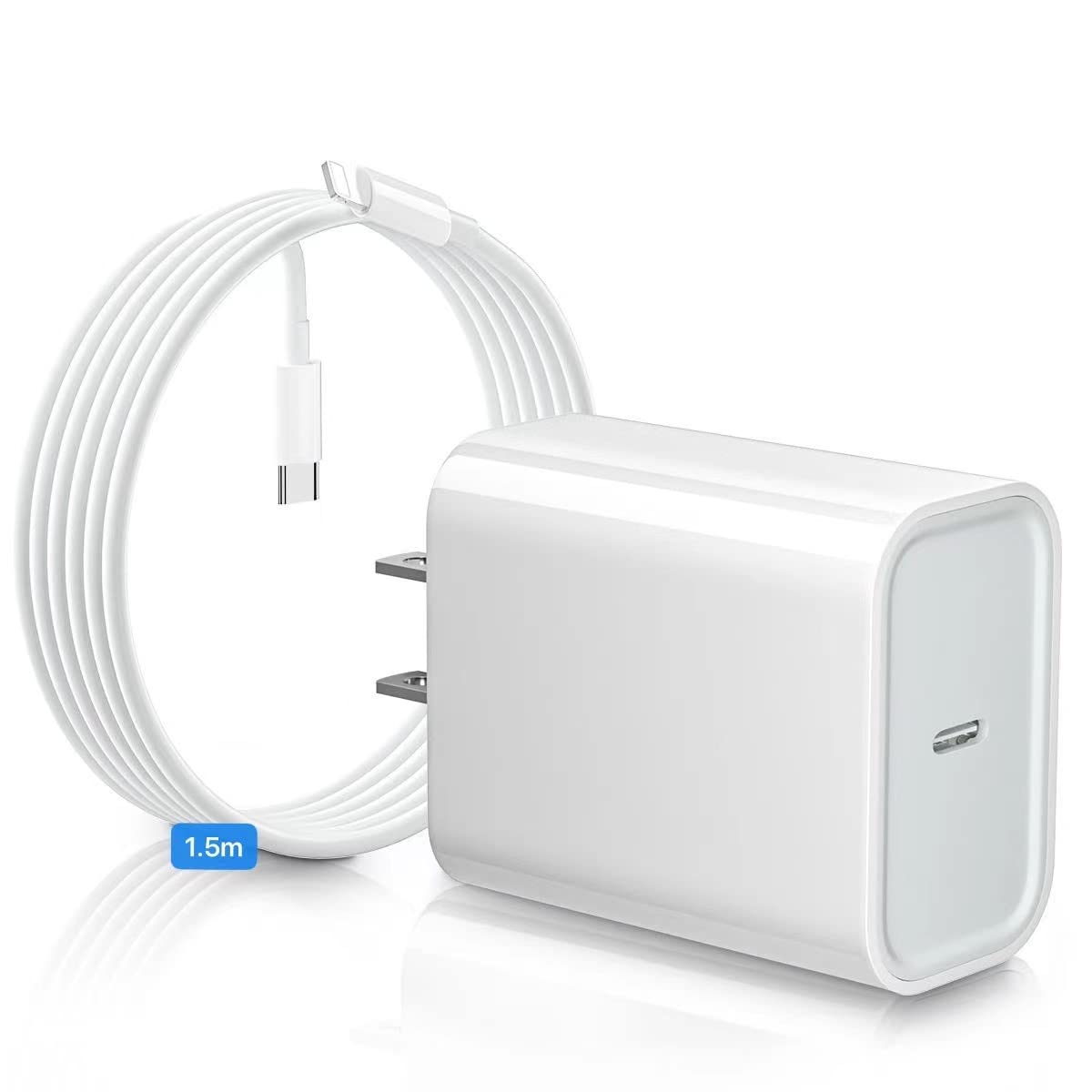RENDIN 25W Cargador Carga Rapida con Cable 1.5M,Compatible con iPhone 14/13/12/11/Pro MAX/iPhone X/XS/XR/8, Cargador iPad