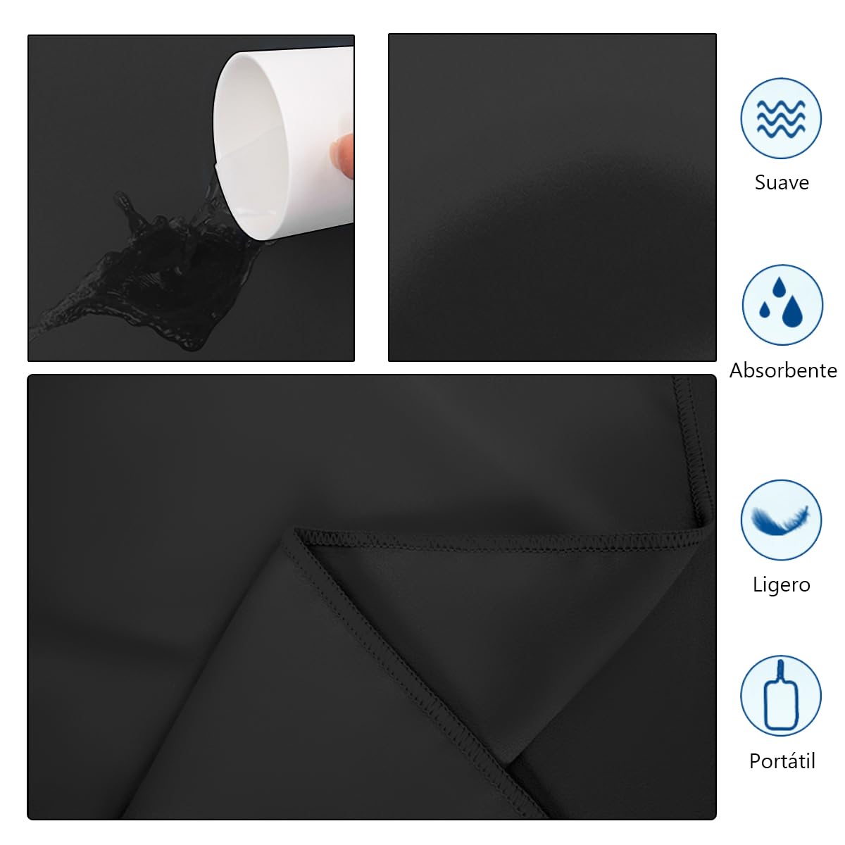 DQST Toalla Microfibra Secado Rápido 3 Pack, Toalla de Viaje Portatil