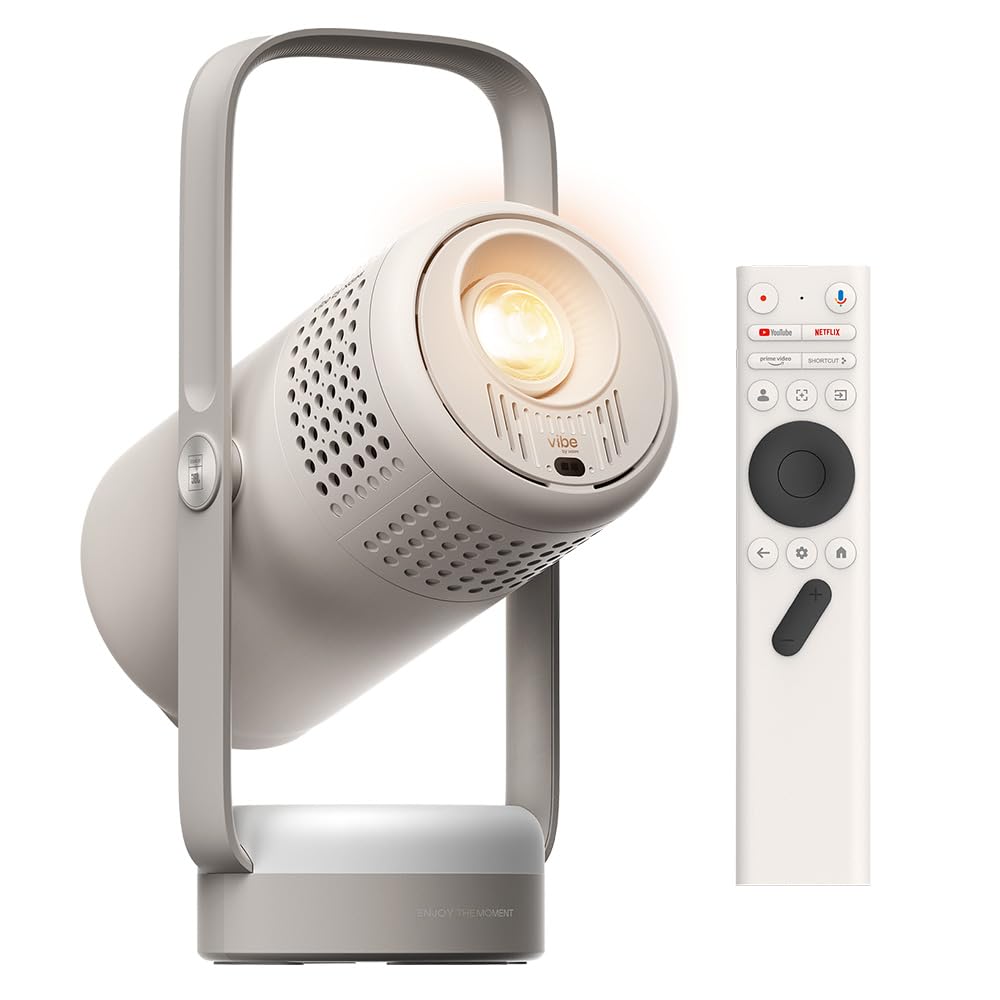 XGIMI Vibe One Proyector portátil inteligente 1080P alimentado por pilas, Google TV con Netflix con licencia, sonido de JBL, batería integrada, enfoque automático y piedra clave, proyector HD para