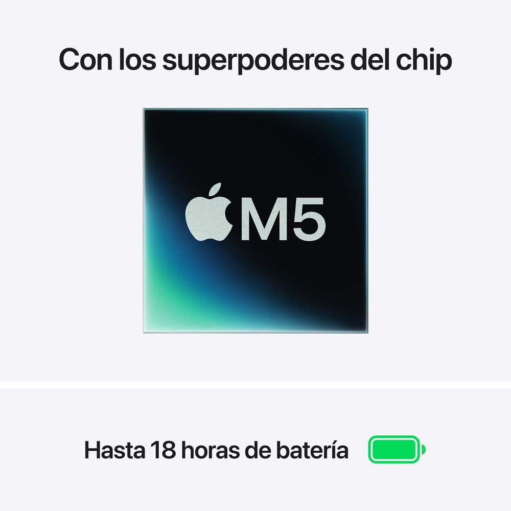 Apple 2026 MacBook Air (de 13 Pulgadas, Chip M5 de Apple con CPU de 10 núcleos y GPU de 8 núcleos, 16GB Memoria unificada, 512 GB) - Azul Cielo