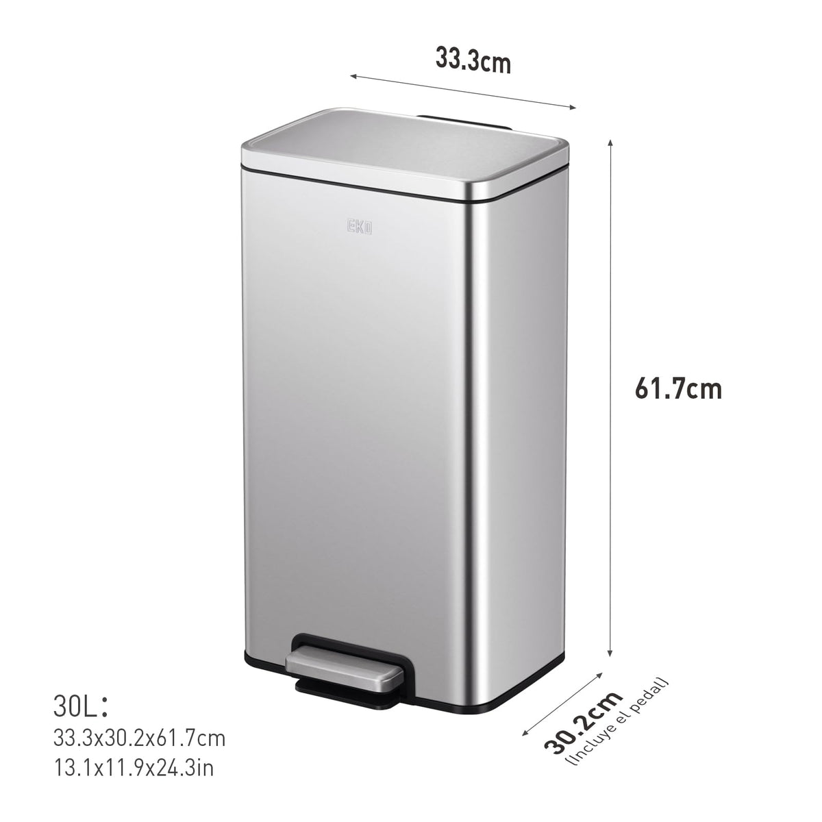 EKO Madison Bote de Basura para Cocina 30 L con Pedal
