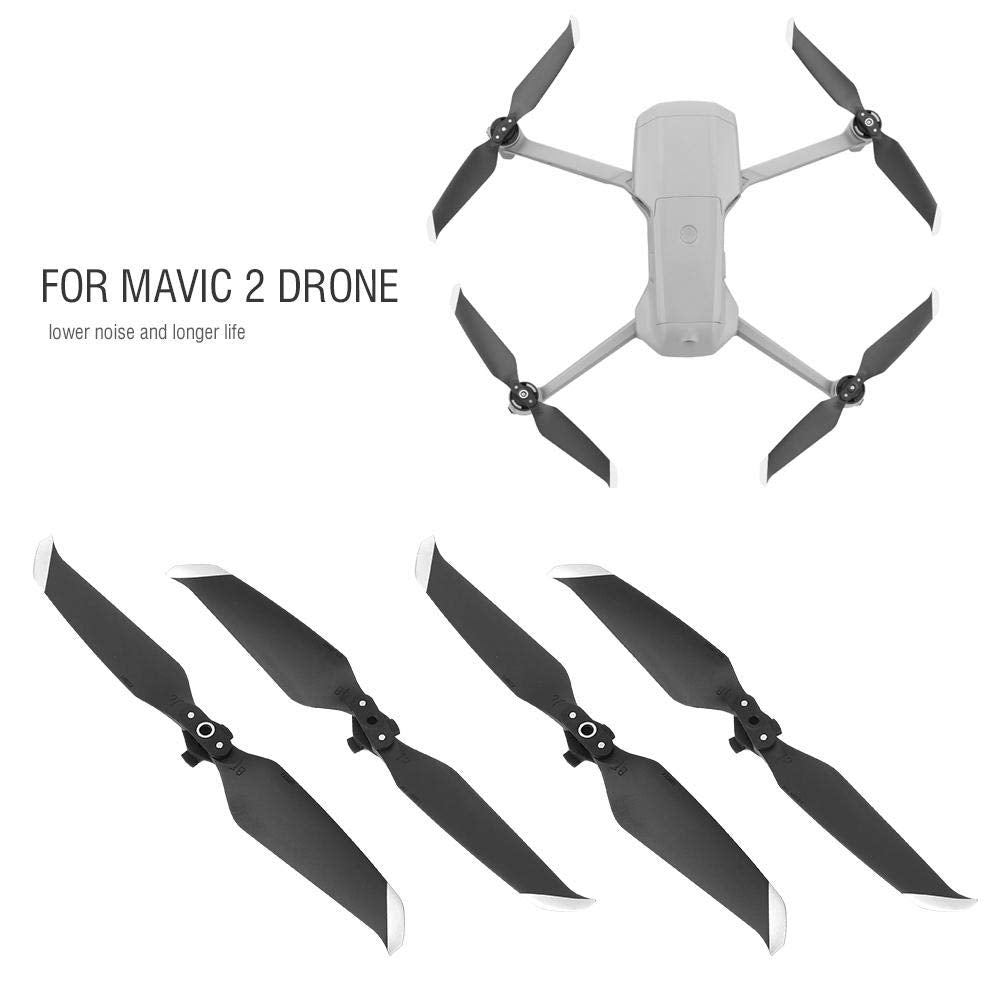 4 Piezas hélices de plástico hélices de bajo Ruido de liberación rápida Accesorio Accesorio para Air 2 Drone(Borde Plateado Negro)