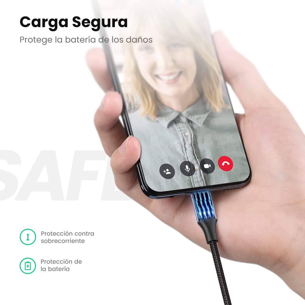 UGREEN Cable USB Micro Nylon Trenzado Rápido Cargador Compatible con Galaxy S7 S6 Edge S5 Nota 5, LG, E lectores, 1M