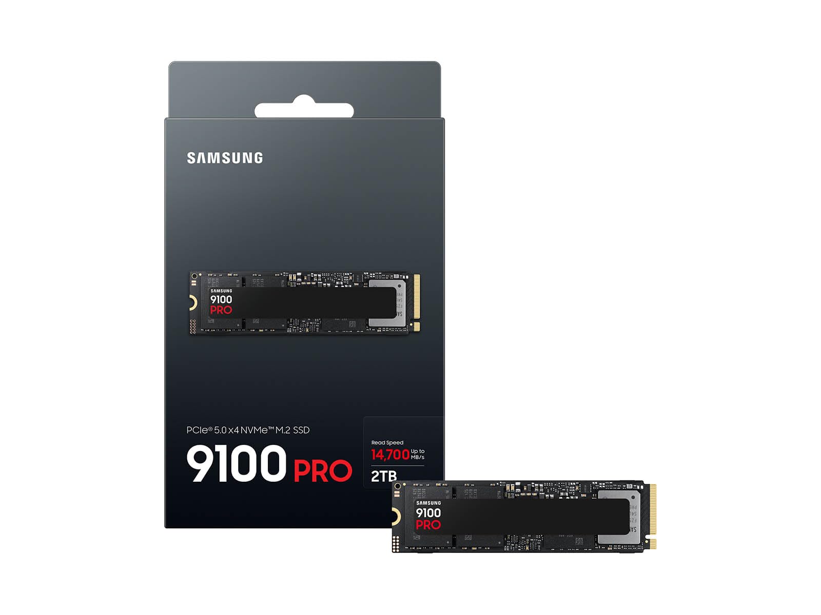 Samsung SSD 9100 Pro 2TB, PCIe 5.0x4 M.2 2280, Seq. Velocidades de Lectura de hasta 14,800 MB/s, lo Mejor para computación de IA, Juegos y Estaciones de Trabajo Resistentes (MZ VAP2T0B/AM)