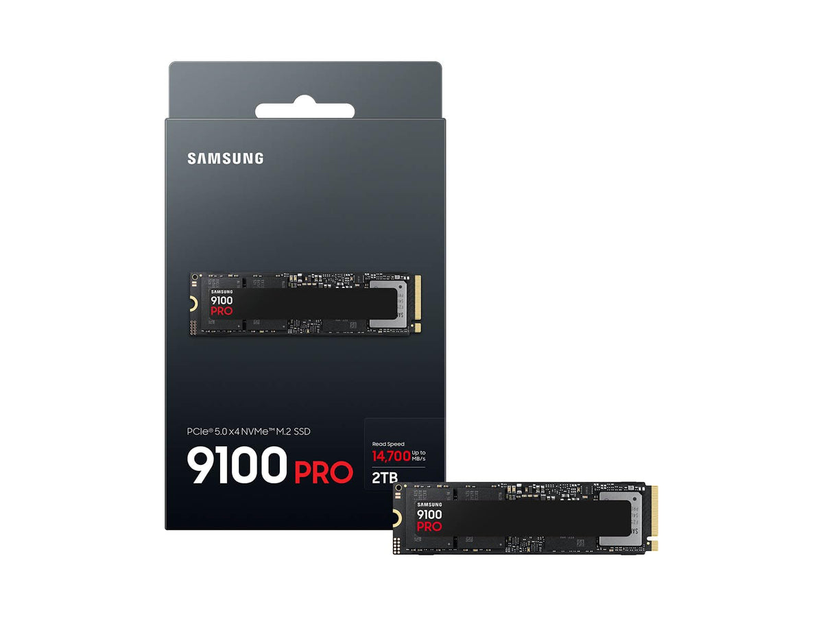 Samsung SSD 9100 Pro 2TB, PCIe 5.0x4 M.2 2280, Seq. Velocidades de Lectura de hasta 14,800 MB/s, lo Mejor para computación de IA, Juegos y Estaciones de Trabajo Resistentes (MZ VAP2T0B/AM)
