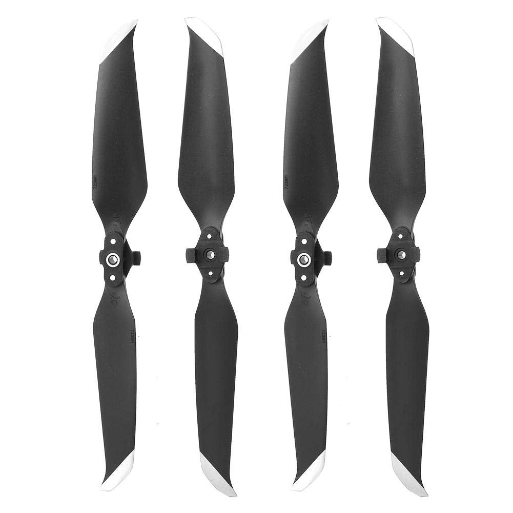 4 Piezas hélices de plástico hélices de bajo Ruido de liberación rápida Accesorio Accesorio para Air 2 Drone(Borde Plateado Negro)