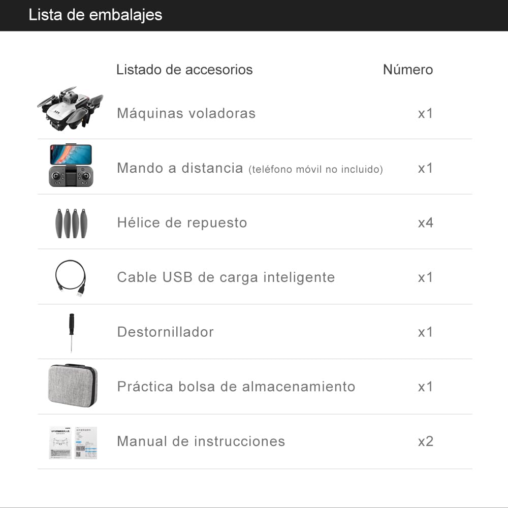 Dron S2S con cámara para adultos, Mini Drone FPV WiFi plegable de doble cámara 6K, Cuadricóptero RC con motor sin escobillas, Evitación de obstáculos, Modo sin cabeza, Flujo óptico, Retención de altitud, 3 baterías, Regalos para adultos