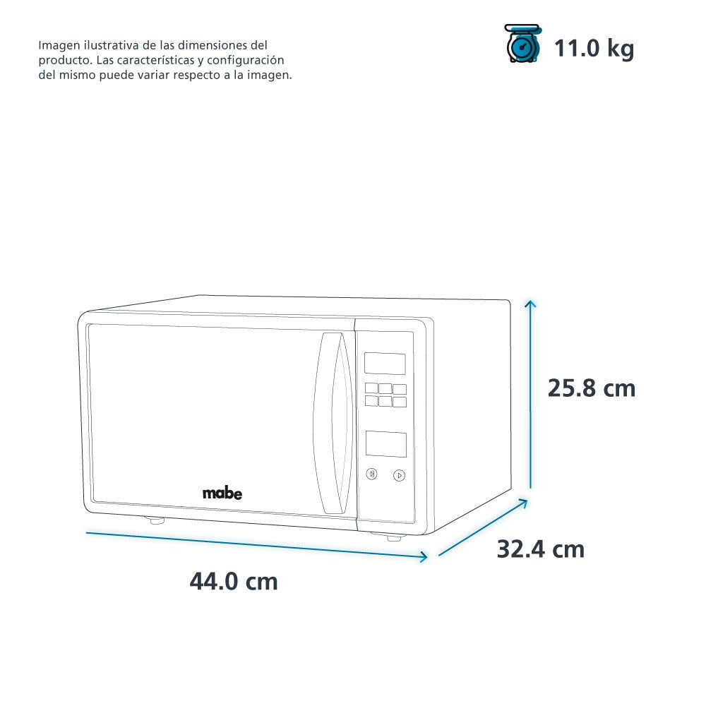 Horno de microondas 0.7 pies cúbicos (20 L) 120 V Silver Mabe - HMM70SEJ