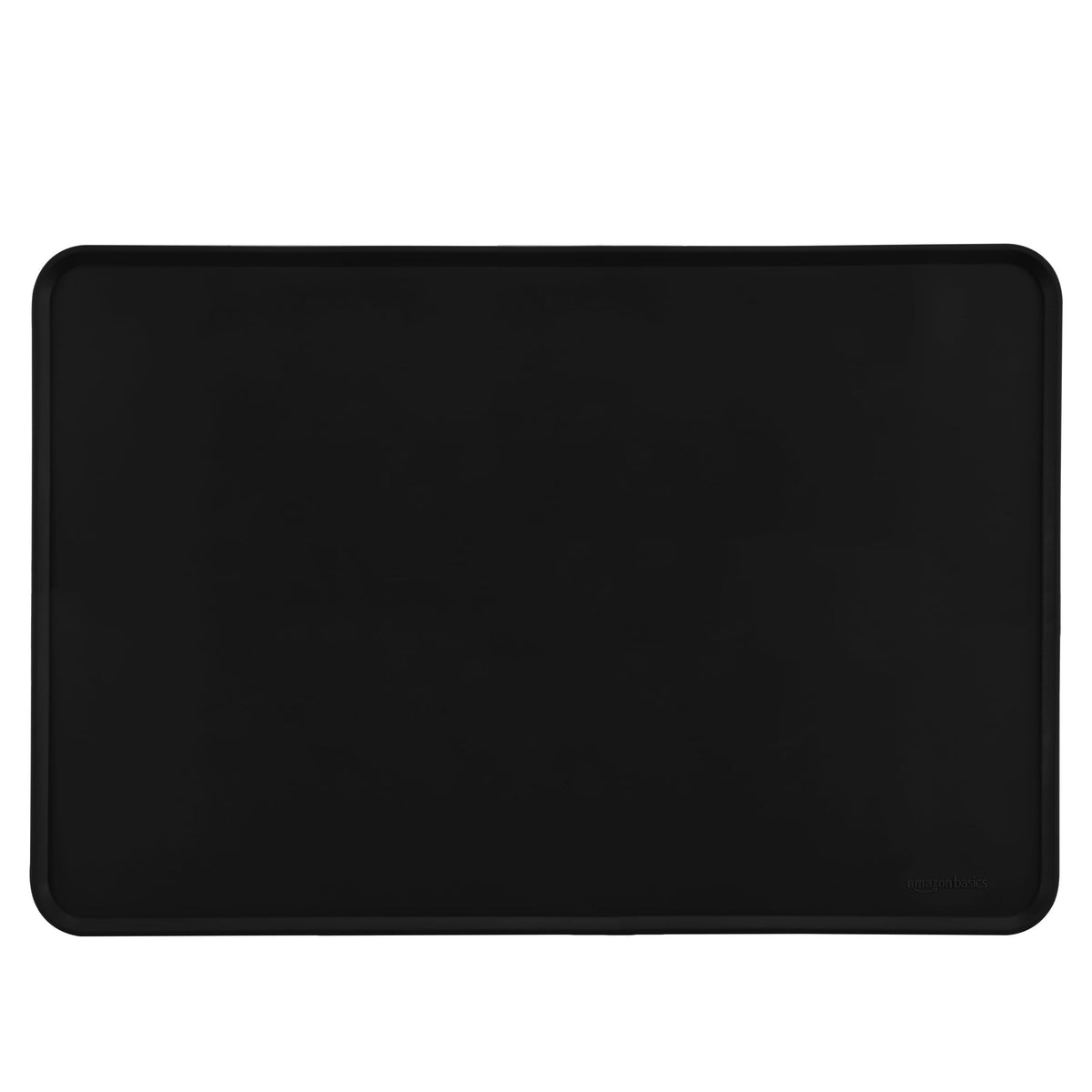 Amazon Basics Alfombrilla impermeable de silicona antideslizante para gatos y perros con bordes elevados para alimentos y agua, para proteger el suelo, 60.9 x 40.6 cm negro liso