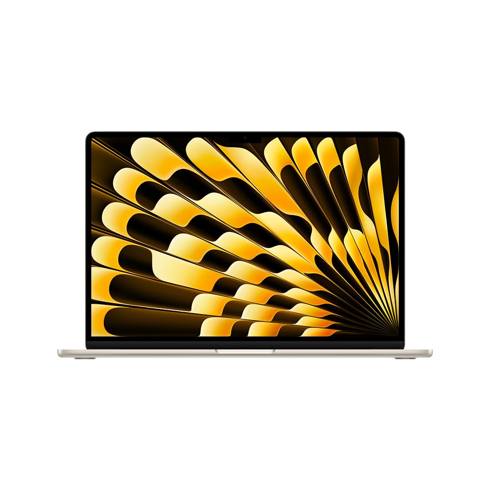 Apple 2024 MacBook Air (de 15 Pulgadas, Chip M3 de Apple con CPU de 8 núcleos y GPU de 10 núcleos, 8GB Memoria unificada, 512 GB) - Blanco Estelar