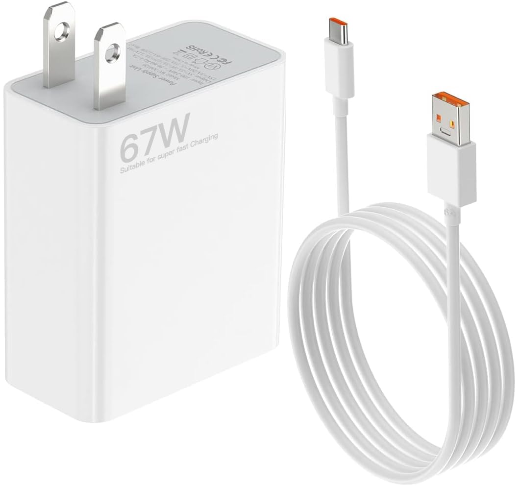 ZSYSKELI 67W Cargador USB C Carga Rapida Compatible para Xiaomi 11T 12 13T 14, Redmi Note 13 12 Pro,Cargador Ultra Rapido Turbo Adaptador y Cable USB a USB C 1.5M para Xiaomi Poco X6 X5 Pro F4 X4