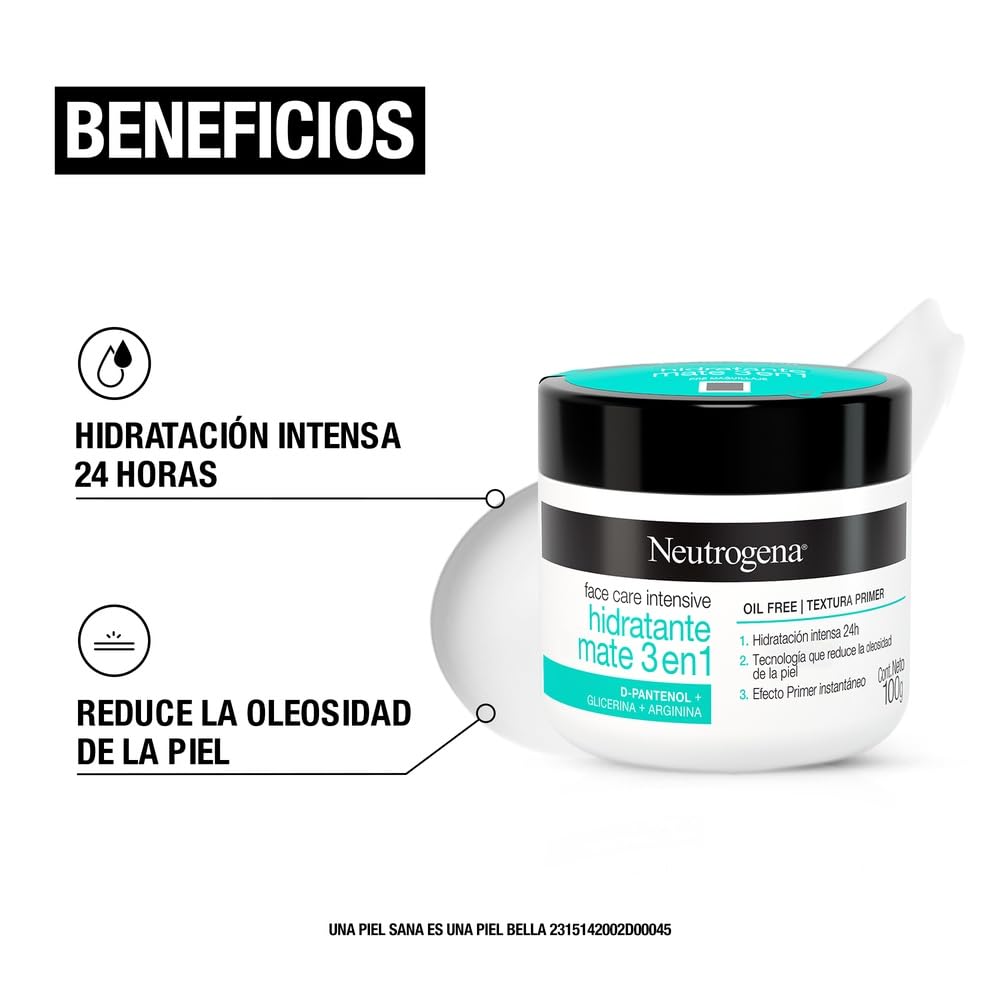 Neutrogena Face Care Intensive Crema Hidratante Facial Mate 3 en 1 D Pantenol 100g