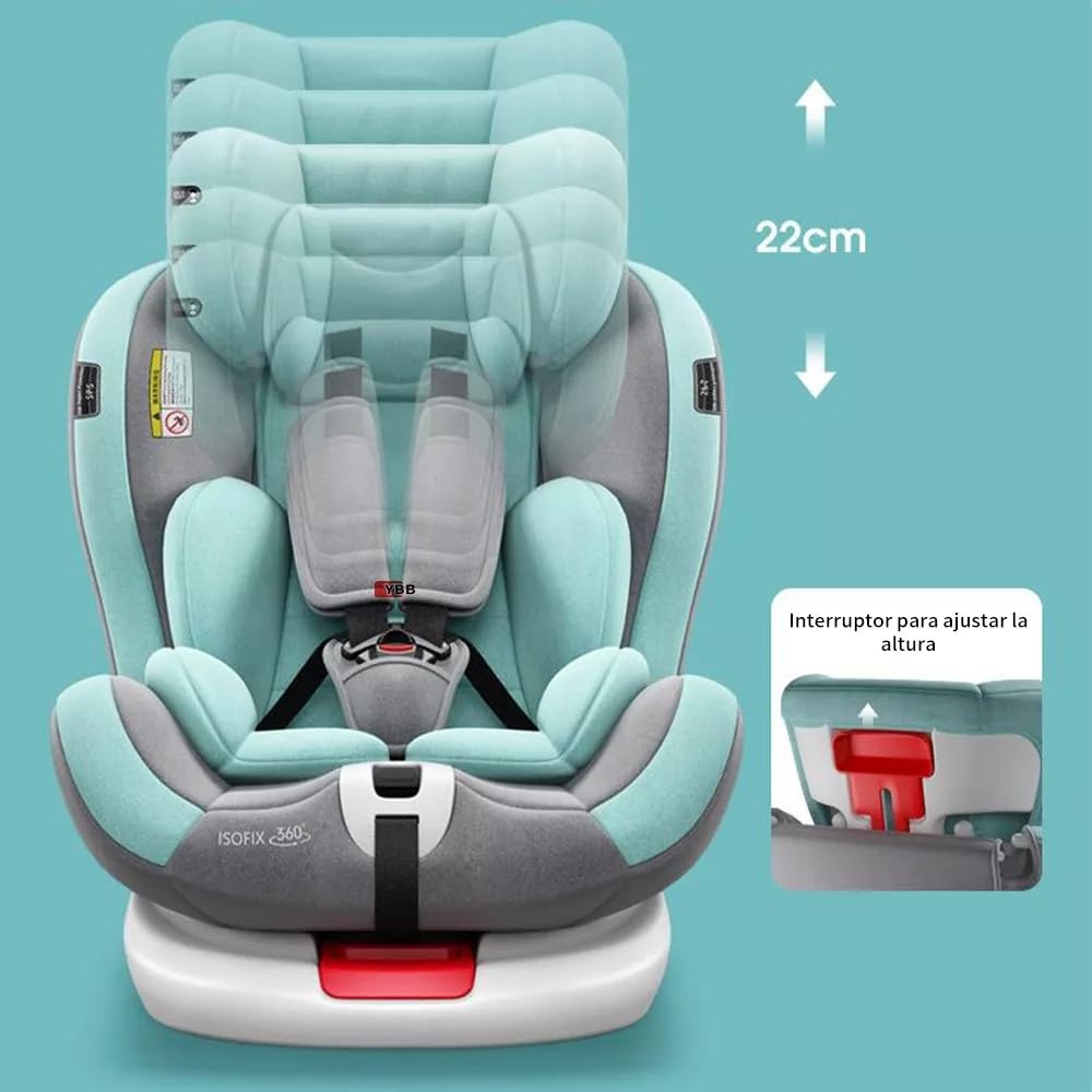 FINYQBET Autoasientos para Bebé, Asiento para Bebé Carro 3 en 1,Crecimiento Sostenible, Seguro y con Rotación 360°,Arnés de Cinco Puntos y Protección Biónica verde