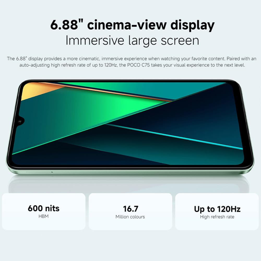 Xiaomi Smartphone Poco C75 8+256GB 4G LTE con Pantalla IPS de 6,88", Cámara Trasera de 50 MP, Batería de 5160 mAh, MediaTek Helio G85 (Oro)