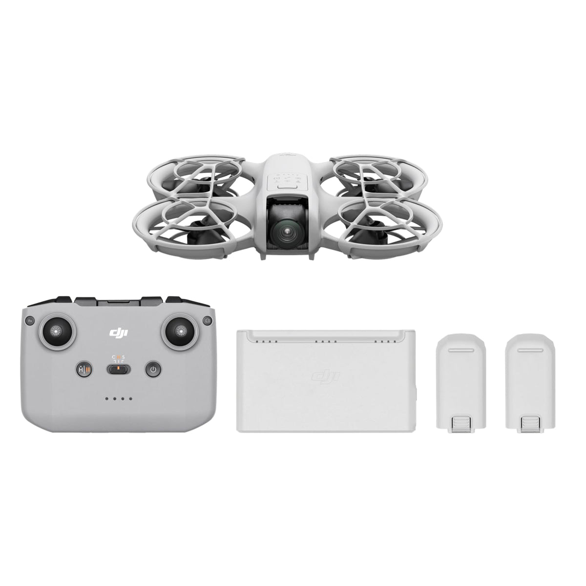 Pack DJI Neo Vuela Más, dron mini con cámara 4K UHD para adultos, 135 g dron que vuela siguiéndote, despega desde la mano, seguimiento de objetivos, QuickShots, vídeo estabilizado, con RC-N3 y 3 baterías