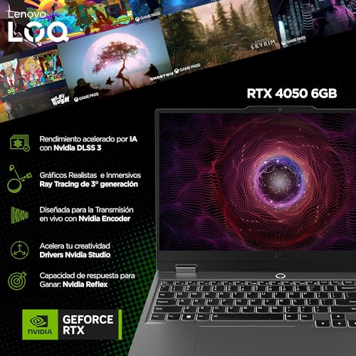 Lenovo Laptop Gaming LOQ RTX 4050 | 15.6" FHD AMD Ryzen 7 7435HS 8 Núcleos 24GB RAM 512GB SSD | NVIDIA GeForce| Teclado Retroiluminado, Windows 11 Home