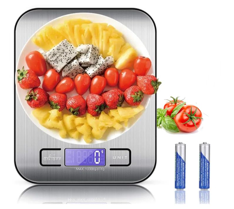 Bascula digital cocina, Báscula Digital 5kg - MedicióN Precisa Hasta 1g, Estilizada Y Delgada Balanza Para Alimentos, Pantalla Lcd, FuncióN De Tara (Plata-5kg)