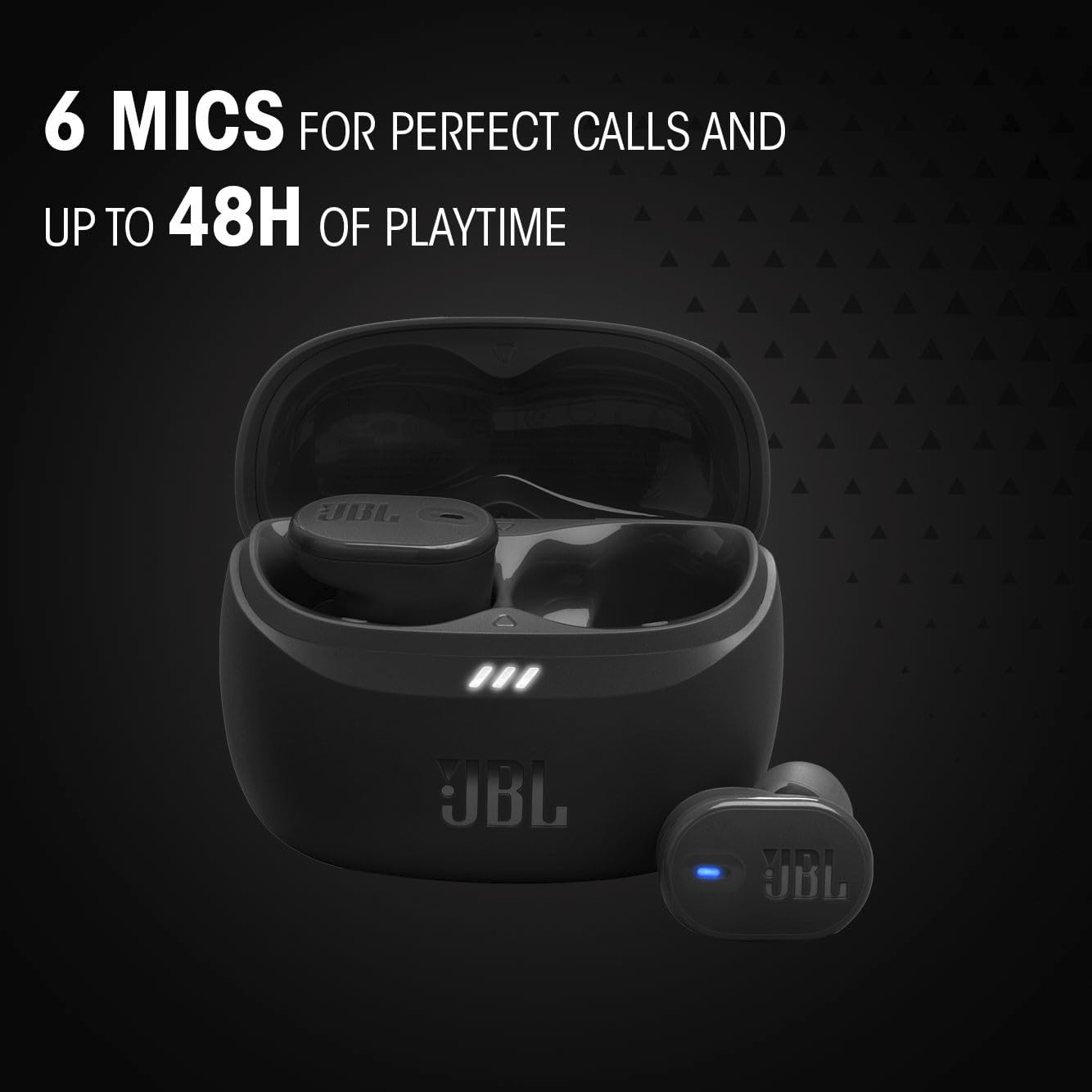 JBL Tune Buds 2 Audífonos Inalámbricos ANC Bluetooth, Drivers 10mm, Reproducción 48 Horas, Resistentes al Agua y al Polvo IP54 - Negro