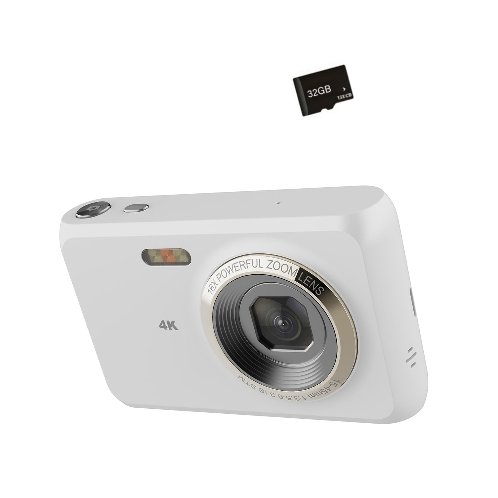 Cámara para niños de 48 MP, 16 x vídeo con estabilización de imagen de diseño ligero, para viajes al aire libre, eventos escolares, fotografía digital compacta