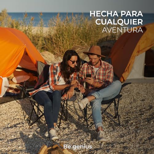 DURALIFE GAON. 2 Sillas Plegables para Camping, Jardin, Playa o Pesca Portatil Ultraligera de Lona Impermeable (Negro