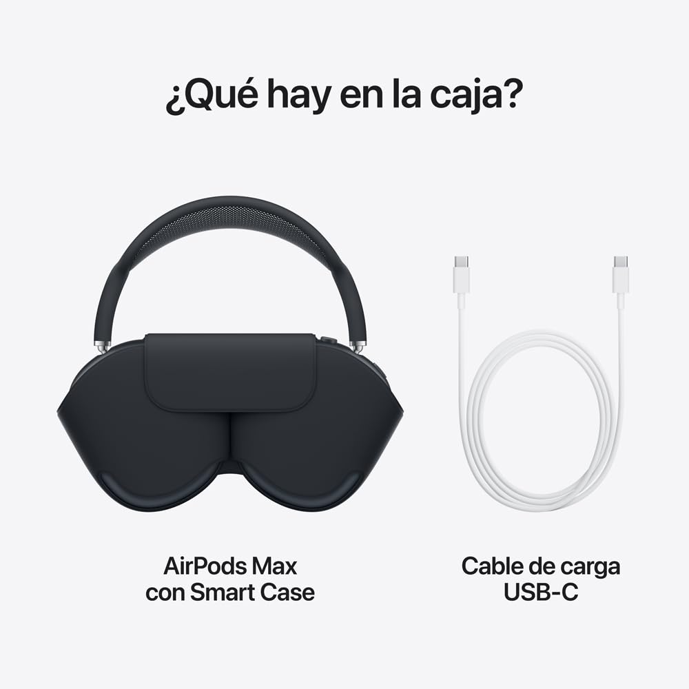 Audífonos inalámbricos AirPods MAX de Apple,Cancelación Activa de Ruido Nivel Pro,Modo Ambiente,Audio Espacial Personalizado,Carga USB-C,audífonos Bluetooth para el iPhone - Azul Medianoche