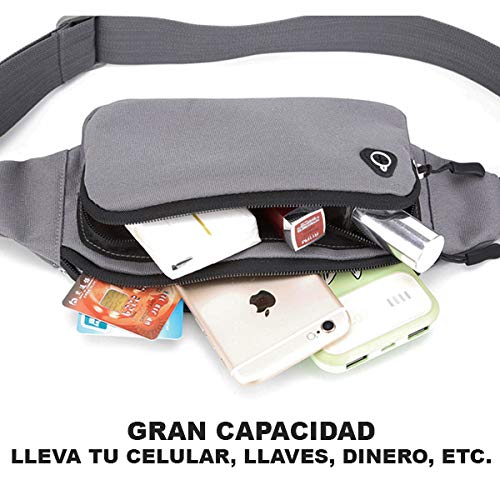 BLACK MAMUT Cangurera Deportiva, Cómoda, Ligera, Unisex, para Correr, Impermeable, Ejercicio, Viaje, Campismo, Senderismo, Ciclismo, Riñonera, Gran Capacidad, Resistente, Correa Ajustable