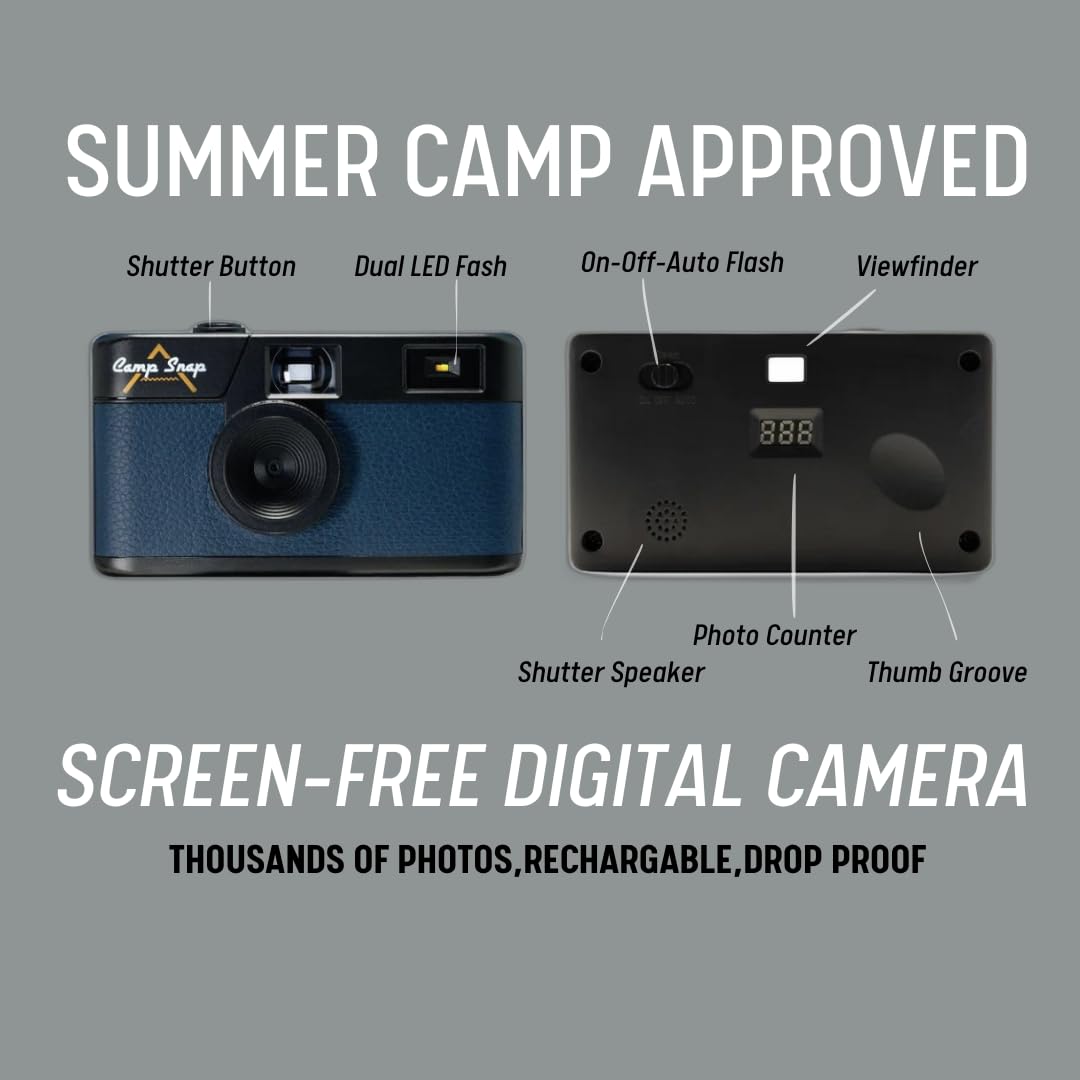 Camp Snap - Cámara digital de punto y disparo sin visualización (café)