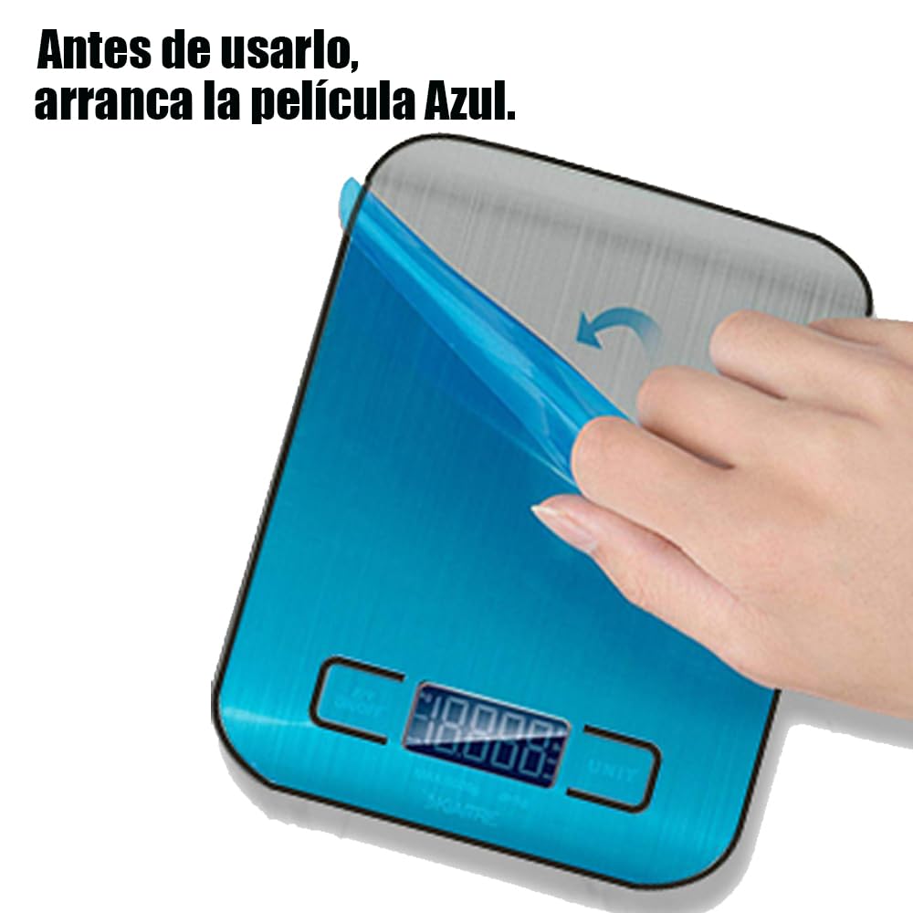 Báscula Cocina Digital USB Recargable, Báscula de Acero Inoxidable con Pantalla LCD para 10kg/22 lbs, Balanza de Alimentos Multifuncional para Cocina (Incluye 2 Baterías AAA) (USB-10KG- Plateado)