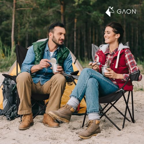 DURALIFE GAON. 2 Sillas Plegables para Camping, Jardin, Playa o Pesca Portatil Ultraligera de Lona Impermeable (Negro