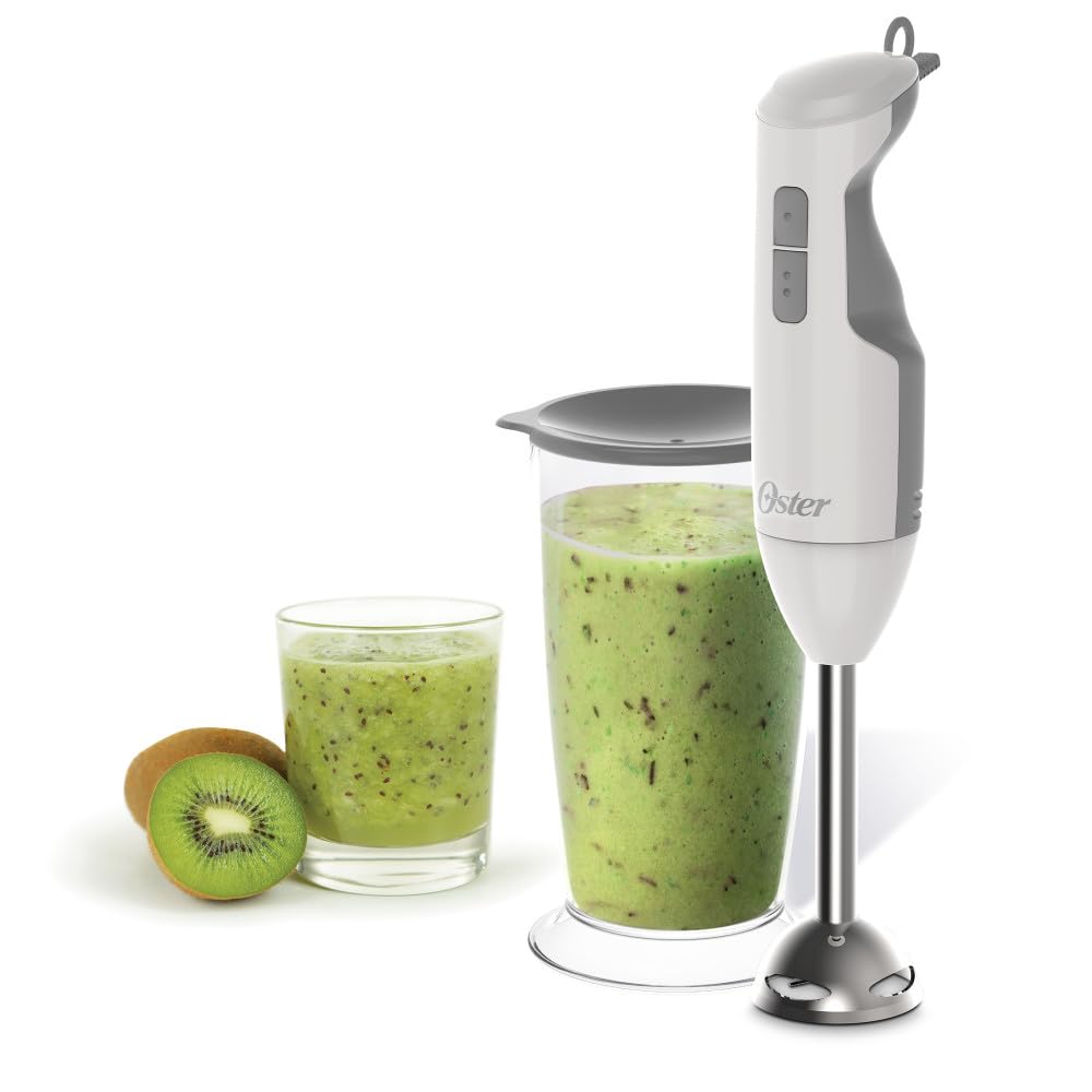 Oster® Batidora de inmersión blanca, con función turbo y eje de acero inoxidable