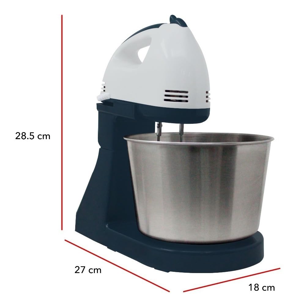 RCA Batidora de Pedestal RC-67SS de 120W con 6 Velocidades Ajustables, Tazón de 4L de Acero Inoxidable, Accesorios para Amasar, Batir y Mezclar, Diseño Elegante en Negro y Acero Inoxidable