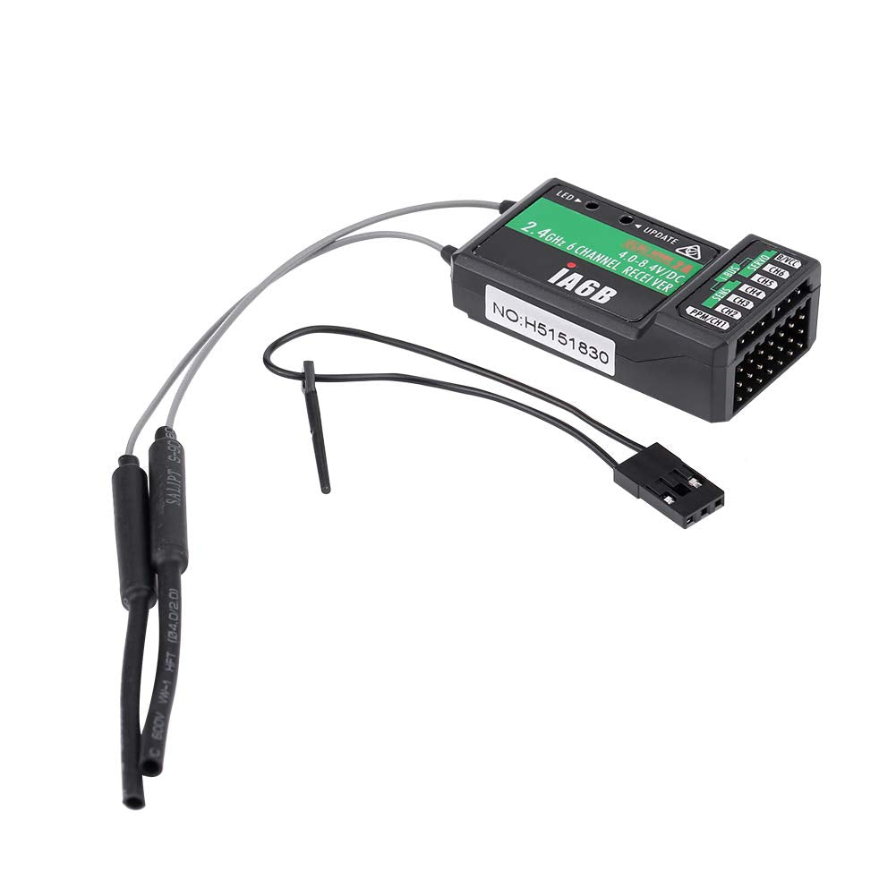 Qiilu RC Reiver 6Ch Reiver Plástico Negro Flysky FS‑Ia6B Ia6B 2.4G 6Ch RC Reiver Ppm para Transmisor FS‑I6X FS‑I6S I8 RC