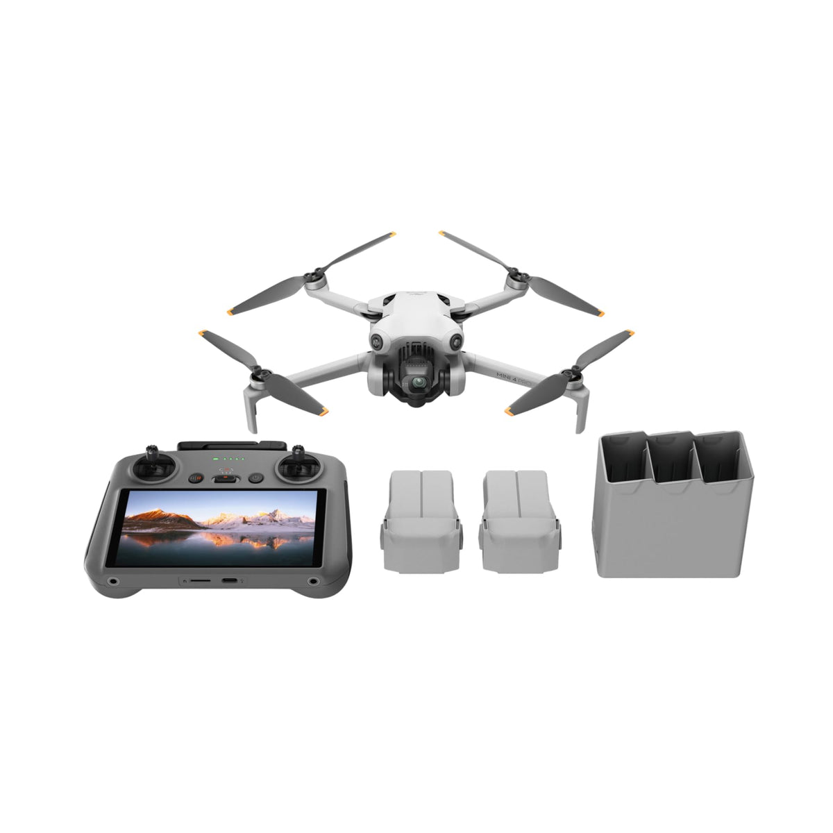 Pack DJI Mini 4 Pro Vuela Más Plus con DJI RC 2 (control remoto con pantalla), cámara de vídeo 4K HDR para adultos, con 2 baterías de vuelo inteligentes adicionales para 45 min de tiempo de vuelo